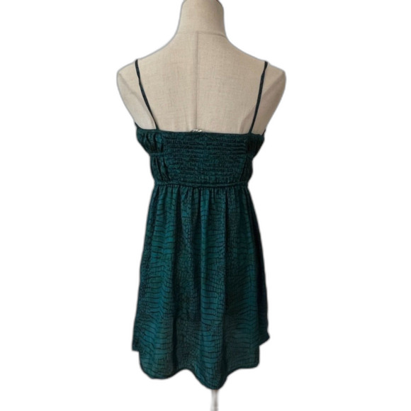 Free People Intimately Meant to Be Printed Green Satin Slip Dress Sm - Picture 4 of 10